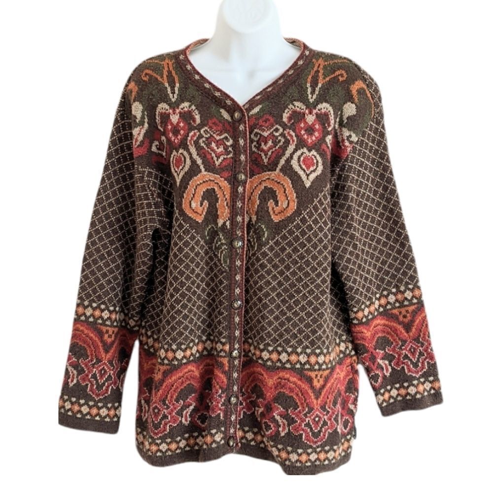 VINTAGE Grandma Core Cardigan Ilan I Wool Cotton Blend Size M @U